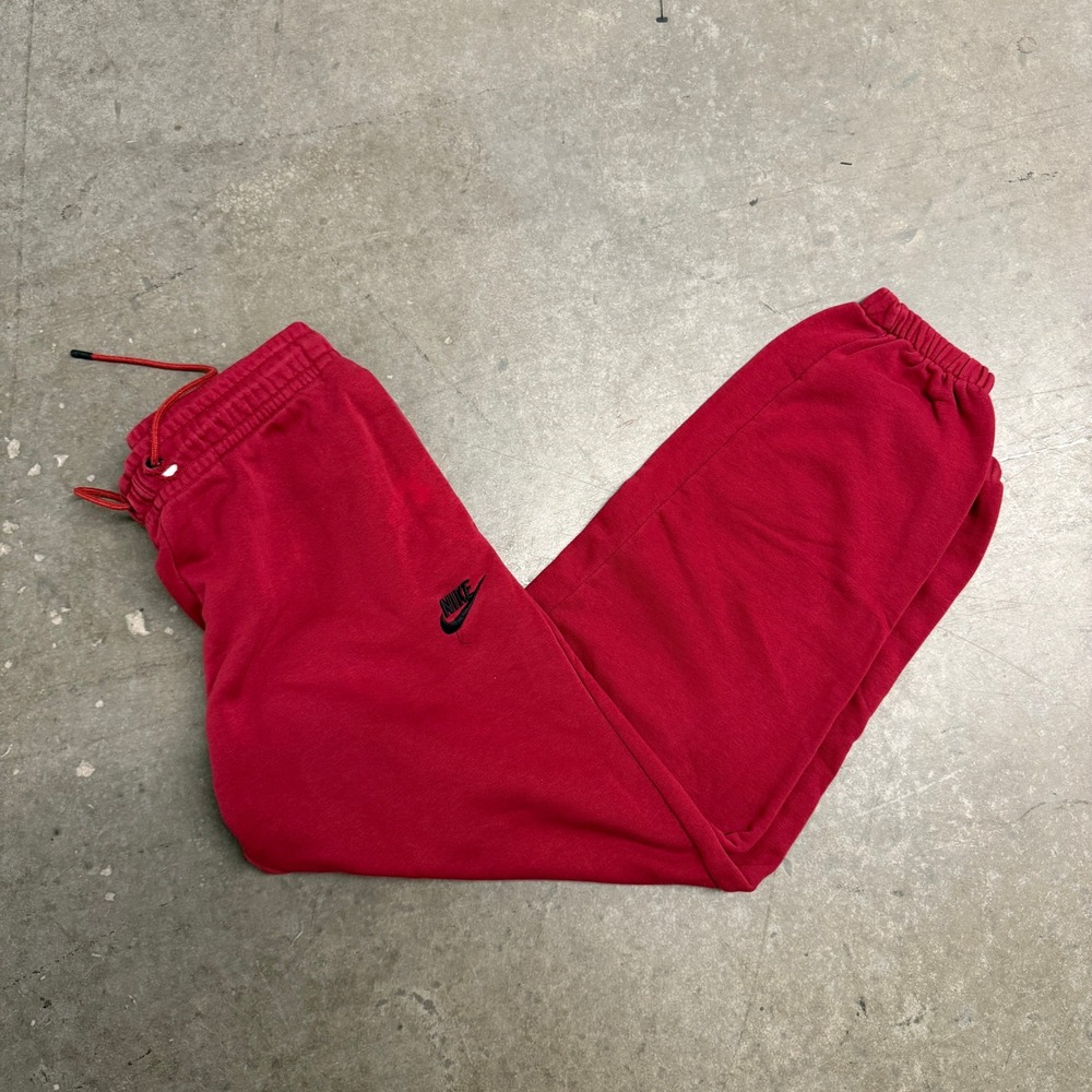 Nike Mens Fleece Joggers Red Sweatpants‎ Size Medium Embroidered Logo 2662